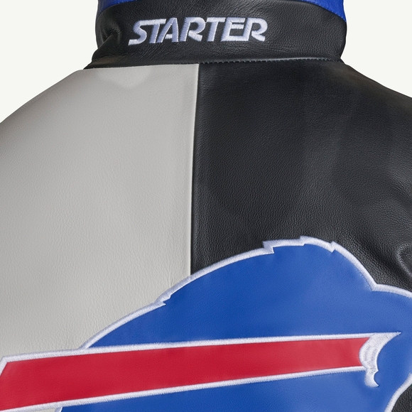 STARTER x Buffalo Bills Black Leather Full Zip Bills Logo Jacket - Picture 6 of 6